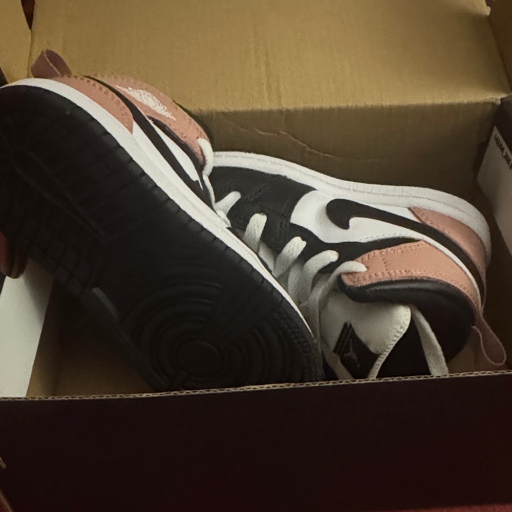 Jordan Toddler/Child High-Top Sneakers in Black, White & Rose (Worn Once)